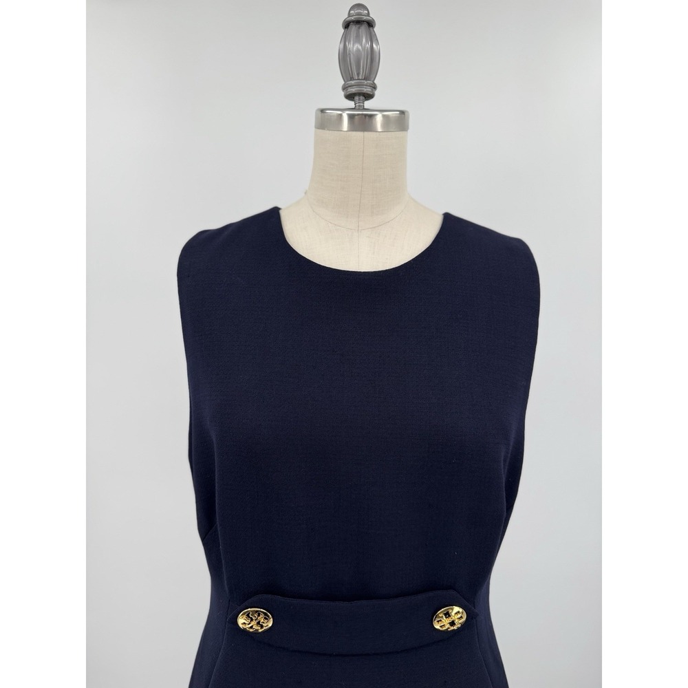 Tory Burch Women Brynn Navy Sleeveless Ponte Wool Blend Dress Size 8 Old Money - Picture 4 of 12